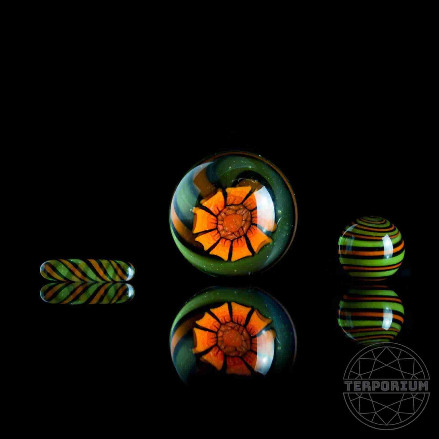 Flower Millie with Swirls Terp Slurper Set by Borohearted Glass