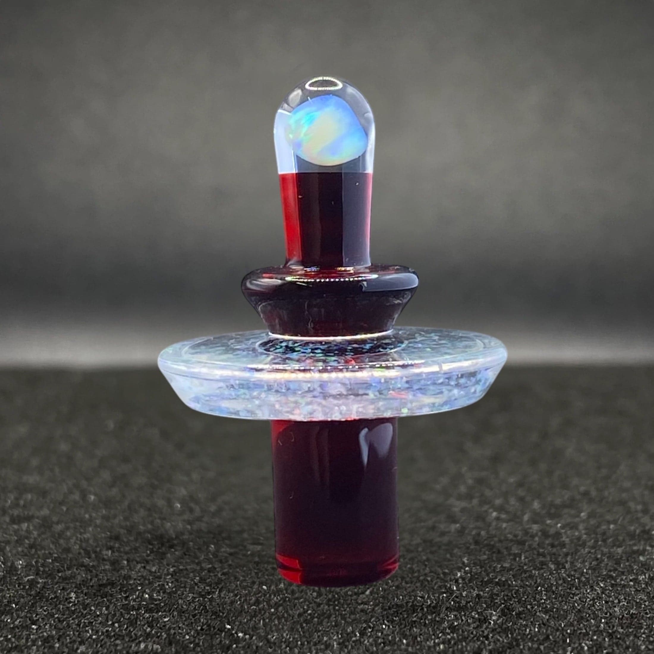 Fortunate Glass Red Elvis Crushed Opal Control Tower Cap