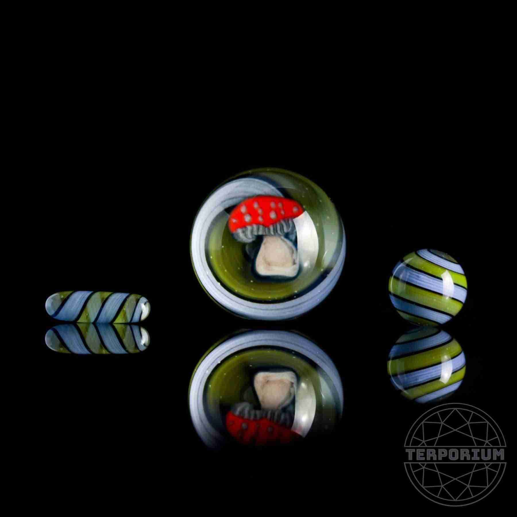 Mushroom Millie with Swirls Terp Slurper Set by Borohearted Glass