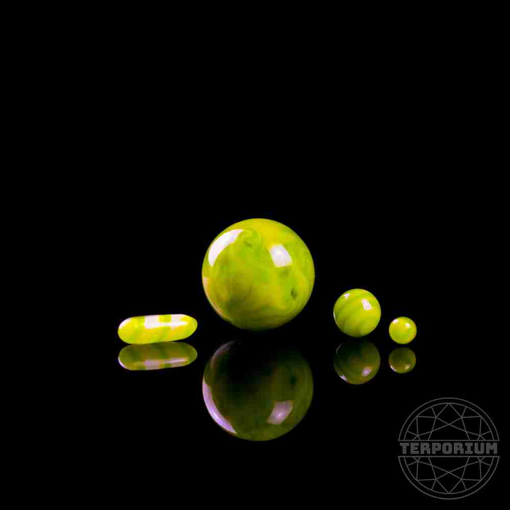 Yellow and Green Tie Dye Terp Slurper Set by Frebo Glass