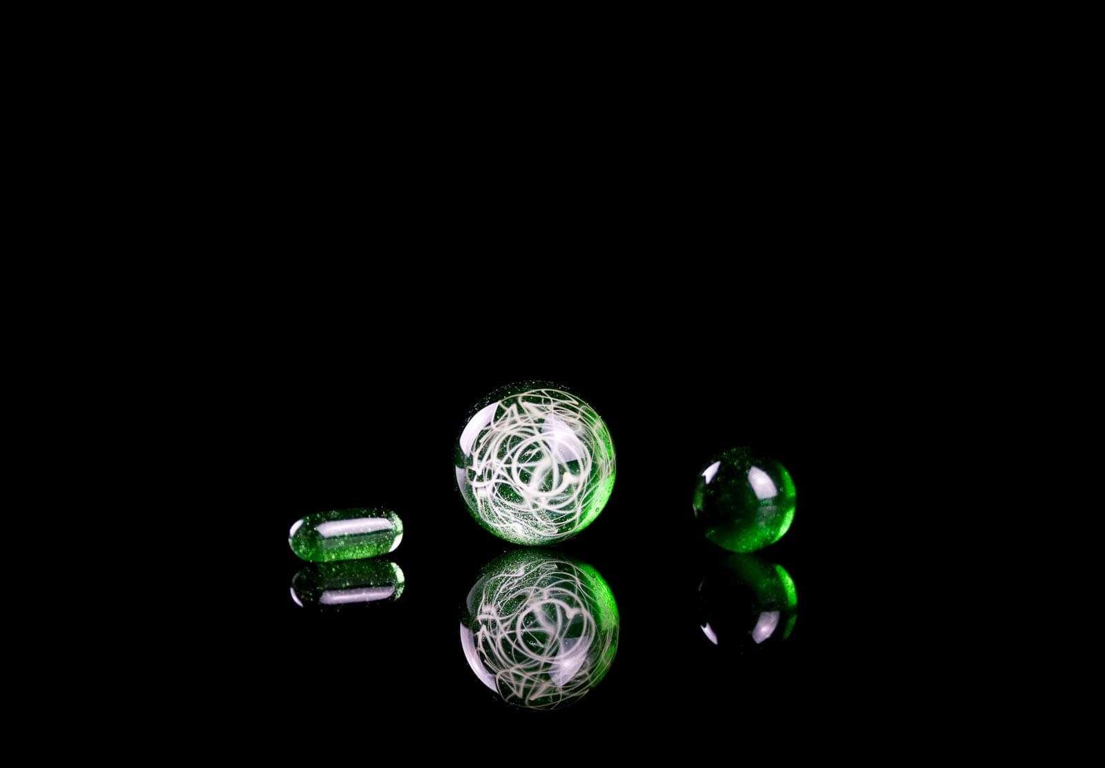 Green Stardust Scribble Tech Slurper Set by Gargamelt Glass